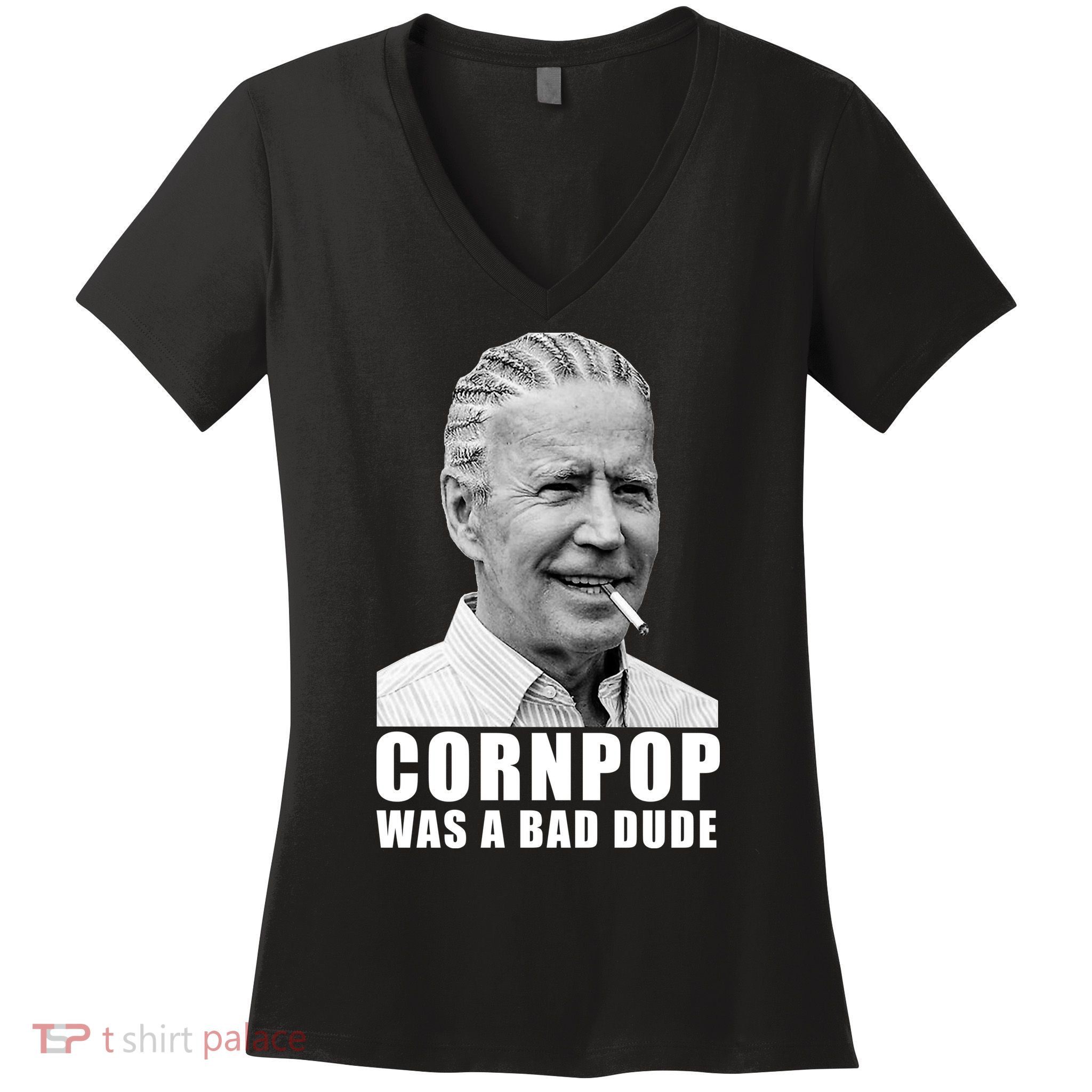 Corn Pop Was A Bade Due Funny Joe Biden Vintage Women's V-Neck T-Shirt