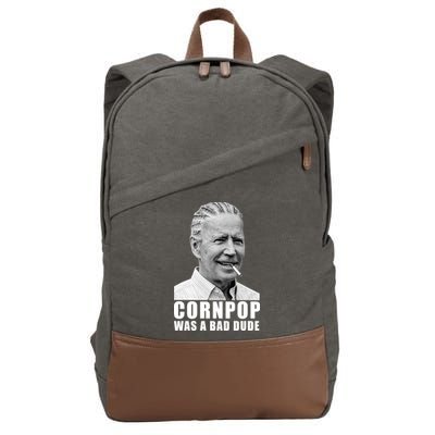 Corn Pop Was A Bade Due Funny Joe Biden Vintage Cotton Canvas Backpack