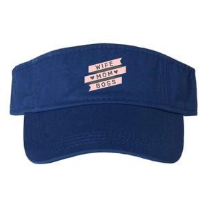 Cute Pink Wife Mom Boss Gift Mom Life Gift Valucap Bio-Washed Visor