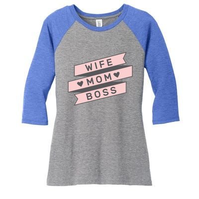 Cute Pink Wife Mom Boss Gift Mom Life Gift Women's Tri-Blend 3/4-Sleeve Raglan Shirt