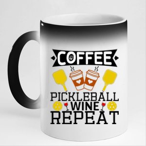 Coffee Pickleball Wine Repeat 11oz Black Color Changing Mug