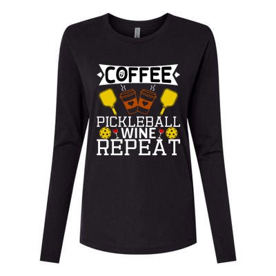 Coffee Pickleball Wine Repeat Womens Cotton Relaxed Long Sleeve T-Shirt