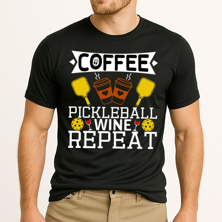 Coffee Pickleball Wine Repeat Cooling Performance Crew T-Shirt