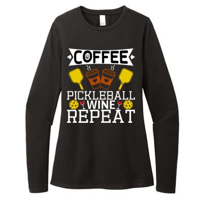 Coffee Pickleball Wine Repeat Womens CVC Long Sleeve Shirt