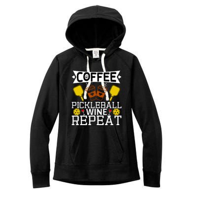 Coffee Pickleball Wine Repeat Women's Fleece Hoodie