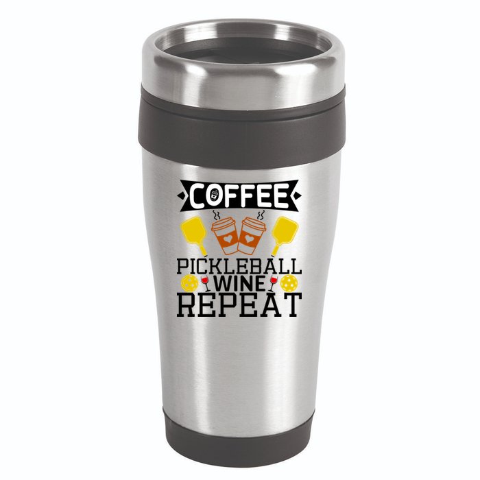 Coffee Pickleball Wine Repeat 16oz Travel Tumbler