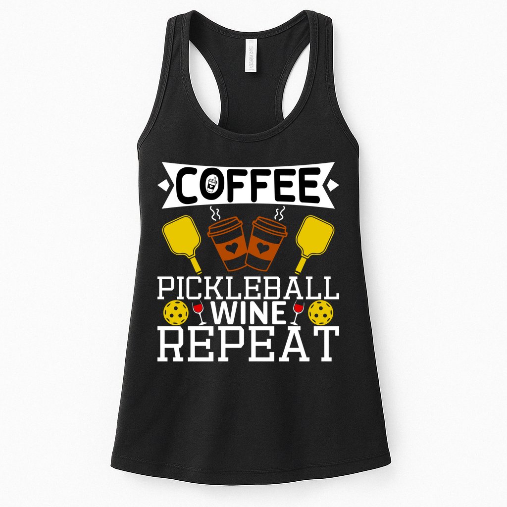 Coffee Pickleball Wine Repeat Womens Tank Top
