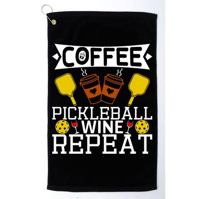 Coffee Pickleball Wine Repeat Golf Towel