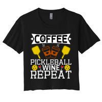 Coffee Pickleball Wine Repeat Women's Crop Top Tee