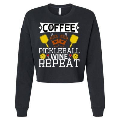 Coffee Pickleball Wine Repeat Cropped Pullover Crew