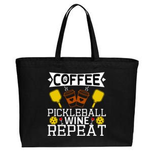 Coffee Pickleball Wine Repeat Cotton Canvas Jumbo Tote