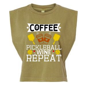 Coffee Pickleball Wine Repeat Garment-Dyed Women's Muscle Tee