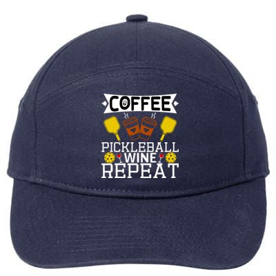 Coffee Pickleball Wine Repeat 7-Panel Snapback Hat