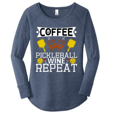 Coffee Pickleball Wine Repeat Women's Perfect Tri Tunic Long Sleeve Shirt