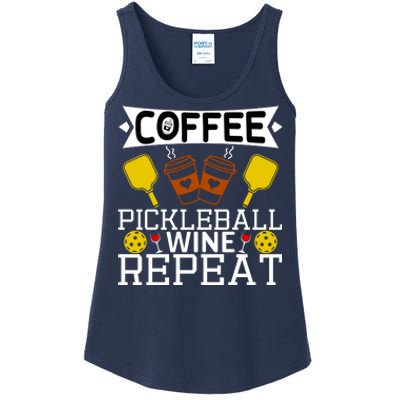 Coffee Pickleball Wine Repeat Ladies Essential Tank