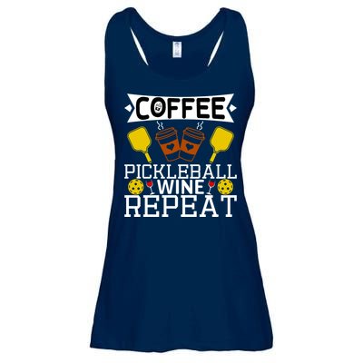 Coffee Pickleball Wine Repeat Ladies Essential Flowy Tank