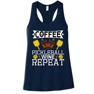 Coffee Pickleball Wine Repeat Women's Racerback Tank