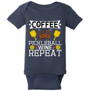 Coffee Pickleball Wine Repeat Baby Bodysuit