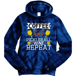 Coffee Pickleball Wine Repeat Tie Dye Hoodie