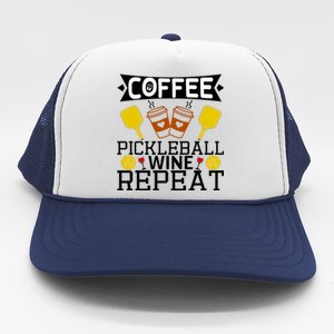 Coffee Pickleball Wine Repeat Trucker Hat