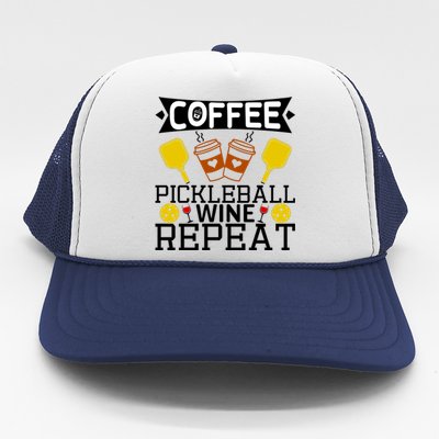 Coffee Pickleball Wine Repeat Trucker Hat