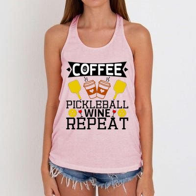 Coffee Pickleball Wine Repeat Women's Knotted Racerback Tank