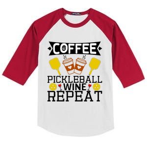 Coffee Pickleball Wine Repeat Kids Colorblock Raglan Jersey