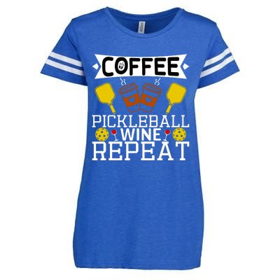 Coffee Pickleball Wine Repeat Enza Ladies Jersey Football T-Shirt