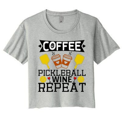 Coffee Pickleball Wine Repeat Women's Crop Top Tee