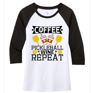 Coffee Pickleball Wine Repeat Women's Tri-Blend 3/4-Sleeve Raglan Shirt