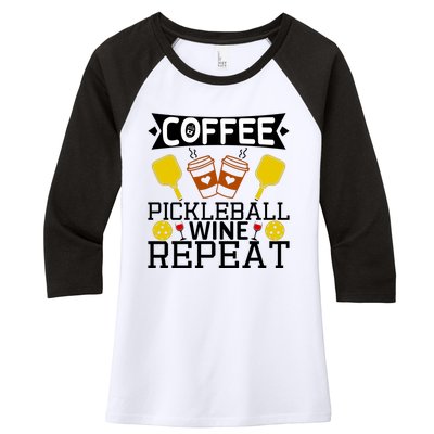 Coffee Pickleball Wine Repeat Women's Tri-Blend 3/4-Sleeve Raglan Shirt