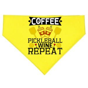 Coffee Pickleball Wine Repeat USA-Made Doggie Bandana