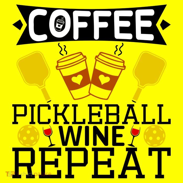 Coffee Pickleball Wine Repeat Kids T-Shirt