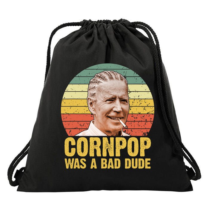 Corn Pop Was A Bad Dude Biden Funny Drawstring Bag
