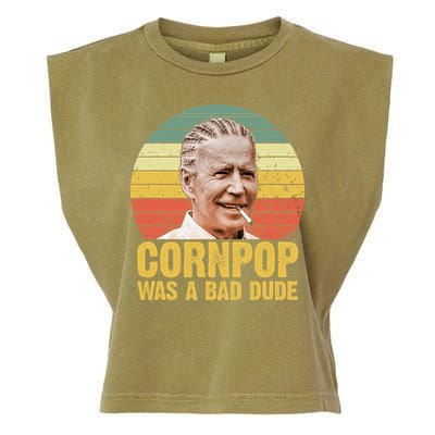 Corn Pop Was A Bad Dude Biden Funny Garment-Dyed Women's Muscle Tee