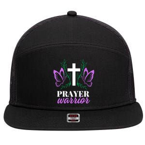 Christian Prayer Warrior Graphic Butterfly Gift Gift 7 Panel Mesh Trucker Snapback Hat