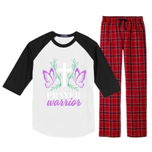 Christian Prayer Warrior Graphic Butterfly Gift Gift Raglan Sleeve Pajama Set