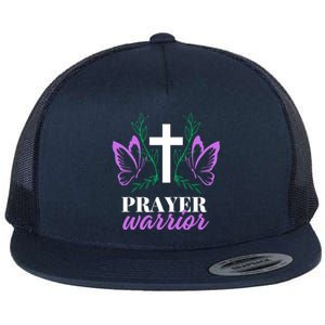 Christian Prayer Warrior Graphic Butterfly Gift Gift Flat Bill Trucker Hat