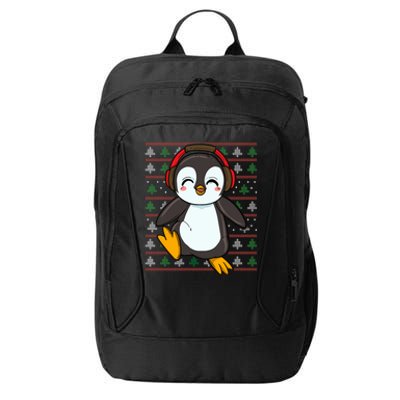 Cute Penguin With Headphones Penguin Christmas Gift City Backpack