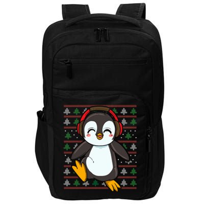 Cute Penguin With Headphones Penguin Christmas Gift Impact Tech Backpack