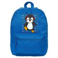 Cute Penguin With Headphones Penguin Christmas Gift 16 in Basic Backpack