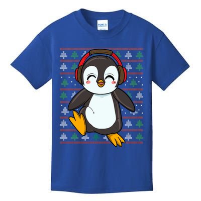 Cute Penguin With Headphones Penguin Christmas Gift Kids T-Shirt