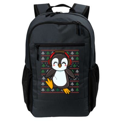 Cute Penguin With Headphones Penguin Christmas Gift Daily Commute Backpack