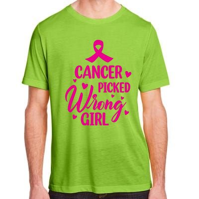 Cancer Picked Wrong Girl Breast Cancer Awareness Supporter Adult ChromaSoft Performance T-Shirt