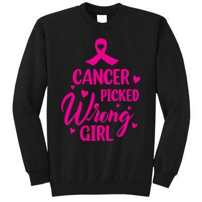 Cancer Picked Wrong Girl Breast Cancer Awareness Supporter Sweatshirt