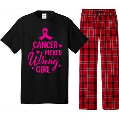 Cancer Picked Wrong Girl Breast Cancer Awareness Supporter Pajama Set