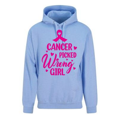 Cancer Picked Wrong Girl Breast Cancer Awareness Supporter Unisex Surf Hoodie