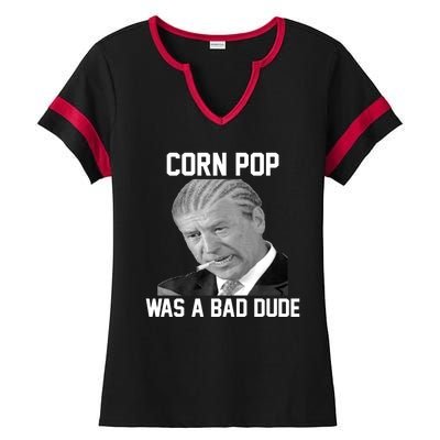 Corn Pop Was A Bad Dude Joe Biden Parody Ladies Halftime Notch Neck Tee