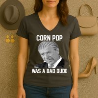 Corn Pop Was A Bad Dude Joe Biden Parody Women's V-Neck T-Shirt