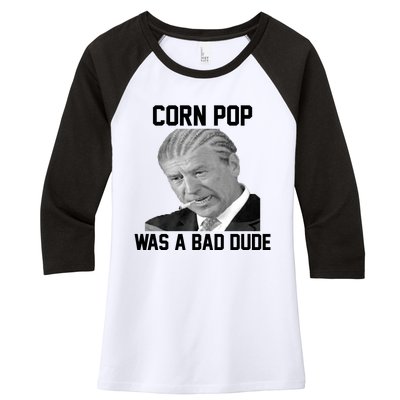 Corn Pop Was A Bad Dude Joe Biden Parody Women's Tri-Blend 3/4-Sleeve Raglan Shirt